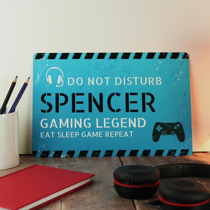 Personalised Gamer Do Not Disturb Metal Sign, The Personal Shop, personalised gifts