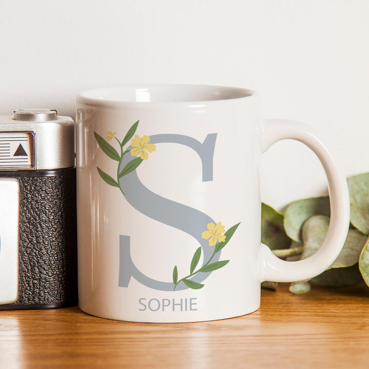 Personalised Floral Initial Mug – alternative view