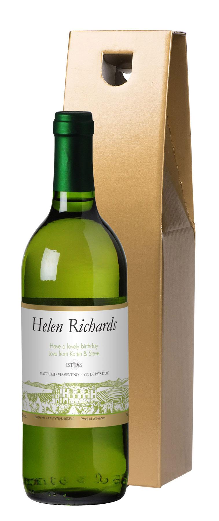 Personalised Free Text Vineyard White Wine – alternative view