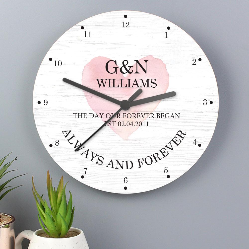 Personalised Couples Wooden Clock – alternative view