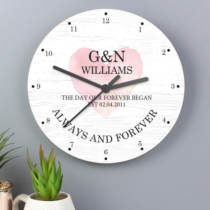 Personalised Couples Wooden Clock – alternative view