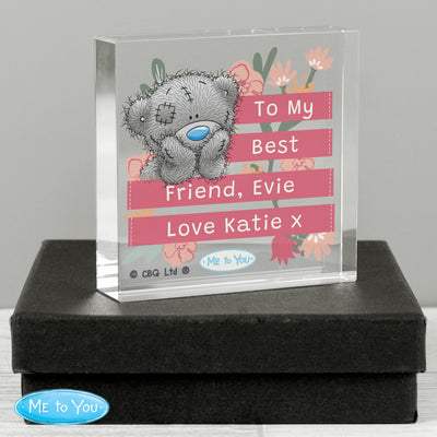 Personalised Me To You Floral Large Crystal Token