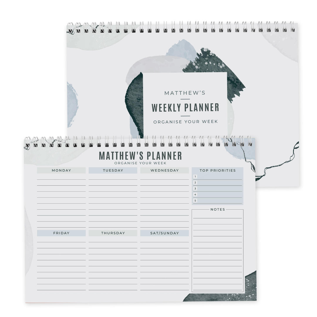 Personalised Abstract A4 Desk Planner – alternative view