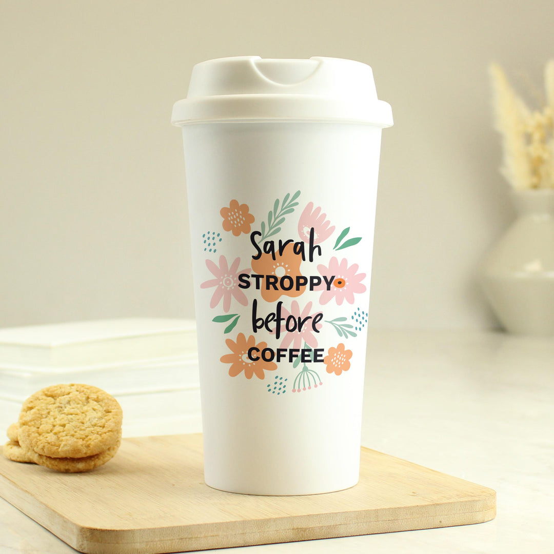 Personalised Floral Travel Mug – alternative view