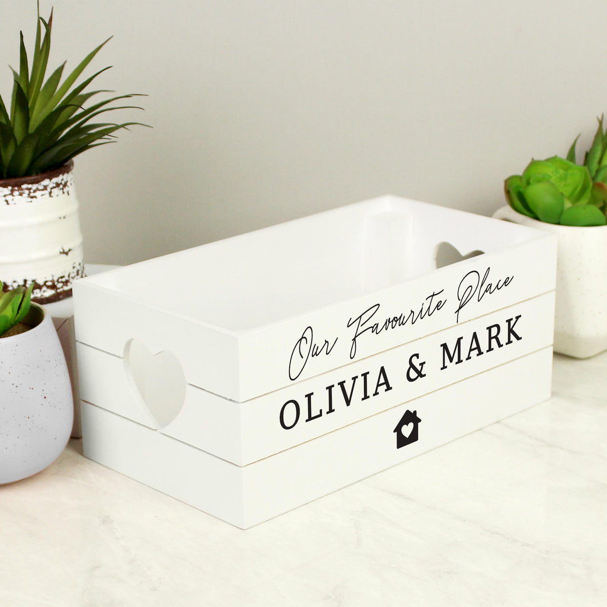 Personalised Home White Wooden Crate