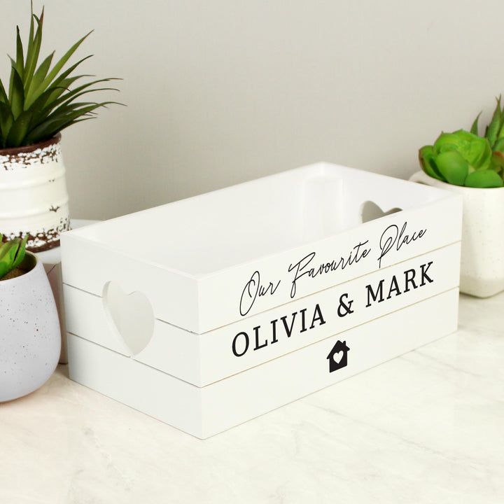 Personalised Home White Wooden Crate
