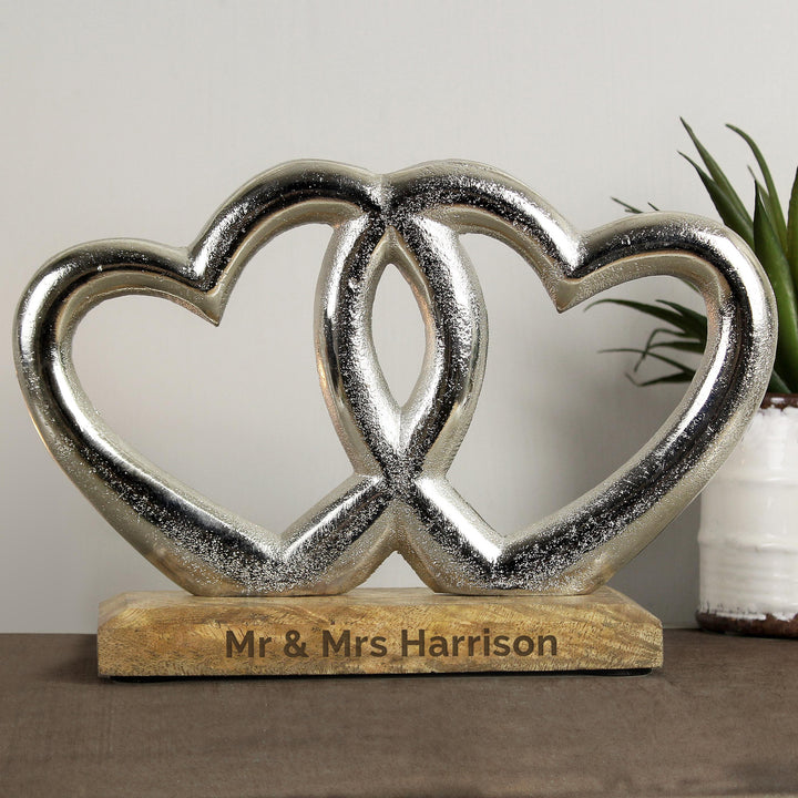 Personalised Free Text Double Heart Ornament – alternative view