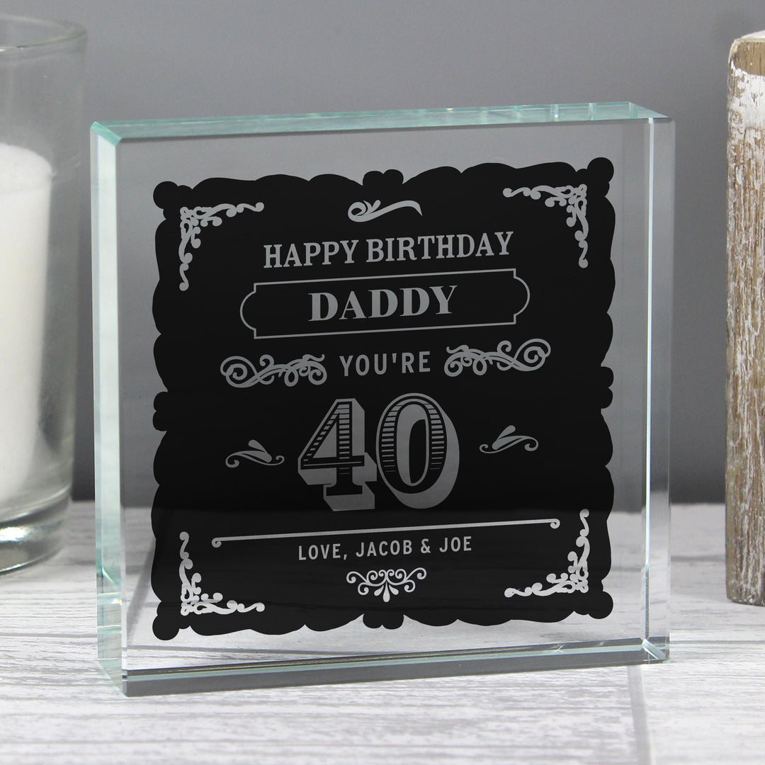 Personalised Birthday Vintage Typography Crystal Token, The Personal Shop, personalised gifts