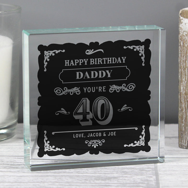 Personalised Birthday Vintage Typography Crystal Token, The Personal Shop, personalised gifts