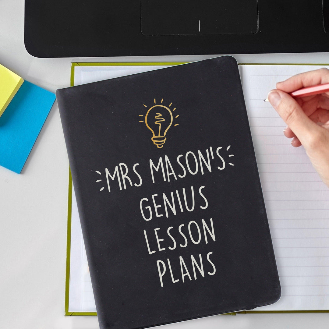 Personalised Light Bulb Black Hardback Notebook, The Personal Shop, personalised gifts