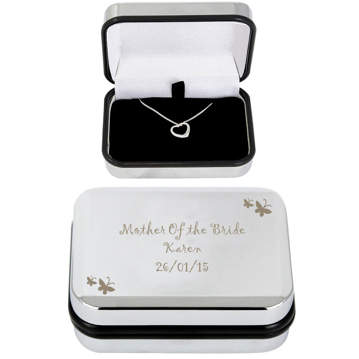 Personalised Butterfly Heart Necklace and Box, The Personal Shop, personalised gifts