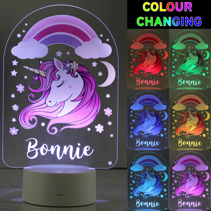 Personalised Pink Unicorn LED Colour Changing Night Light – alternative view