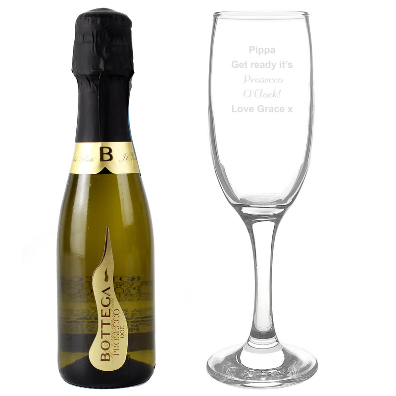 Personalised Prosecco Flute & Mini Prosecco Set