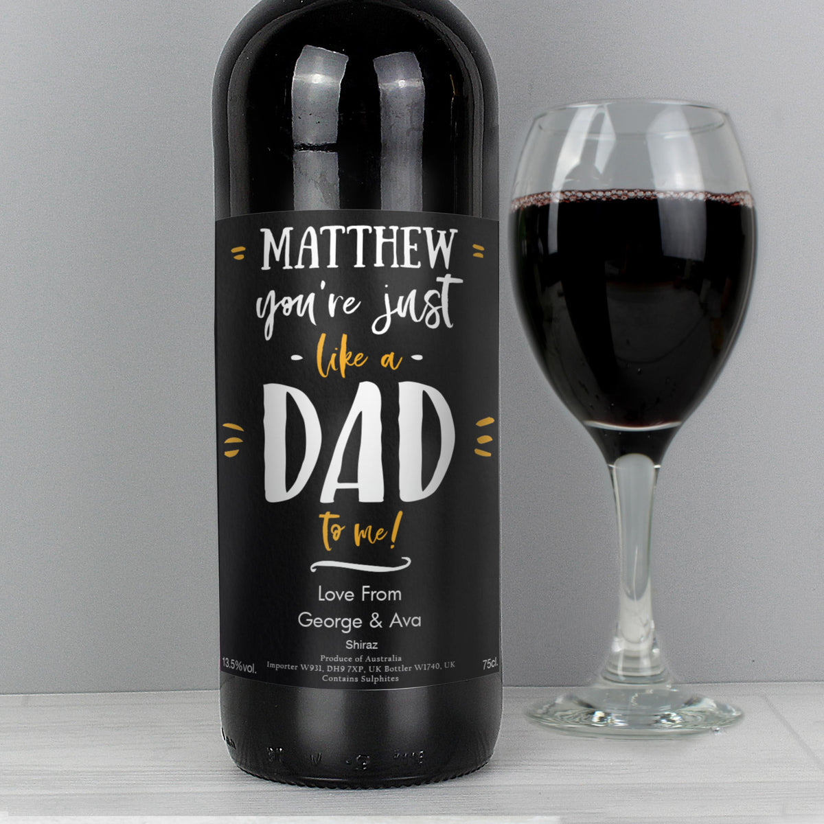 Personalised Like A Dad To Me Red Wine – alternative view