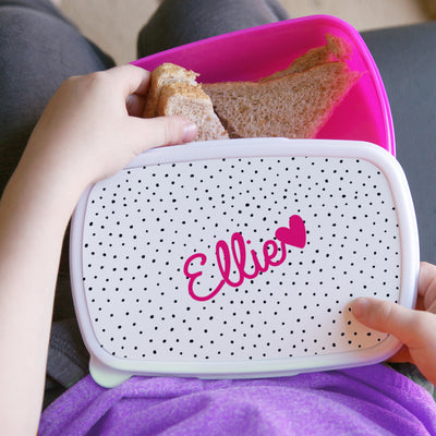 Personalised Pink Heat Name Only Pink Lunch Box