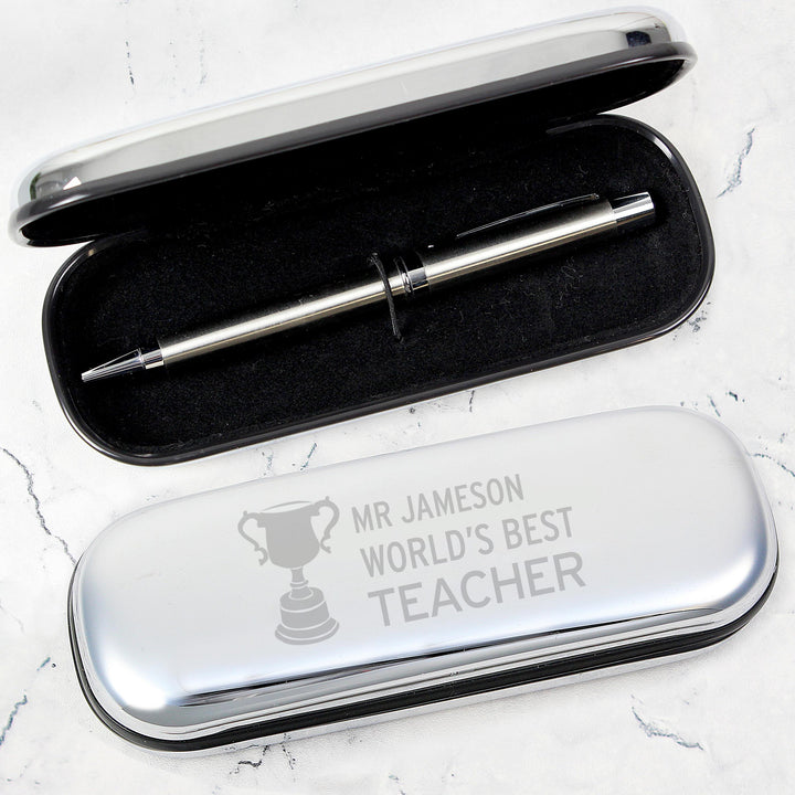 Personalised Teacher Trophy Pen and Box Set, The Personal Shop, personalised gifts