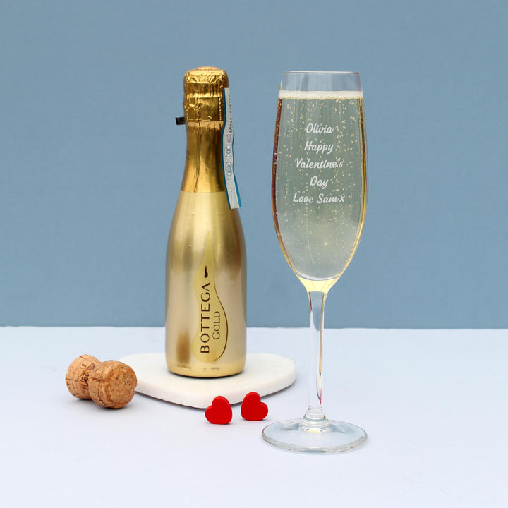 Personalised Flute &amp; Mini Gold Bottega Prosecco Set