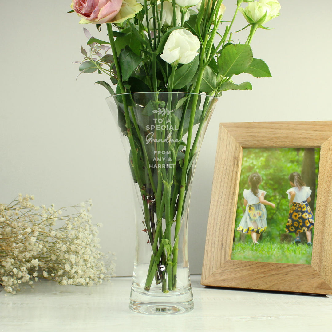 Personalised Free Text Botanical Hand Cut Diamante Heart Vase – alternative view