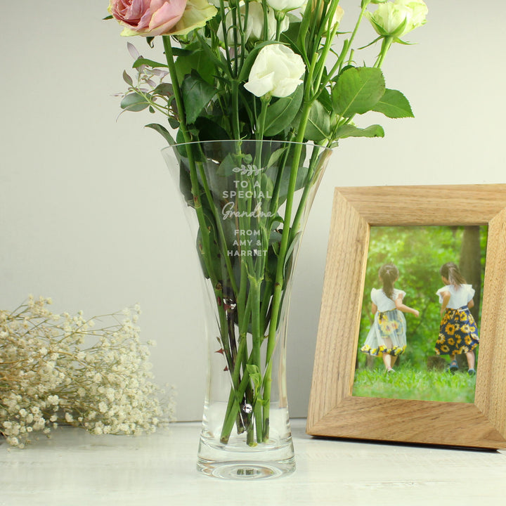 Personalised Free Text Botanical Hand Cut Diamante Heart Vase – alternative view