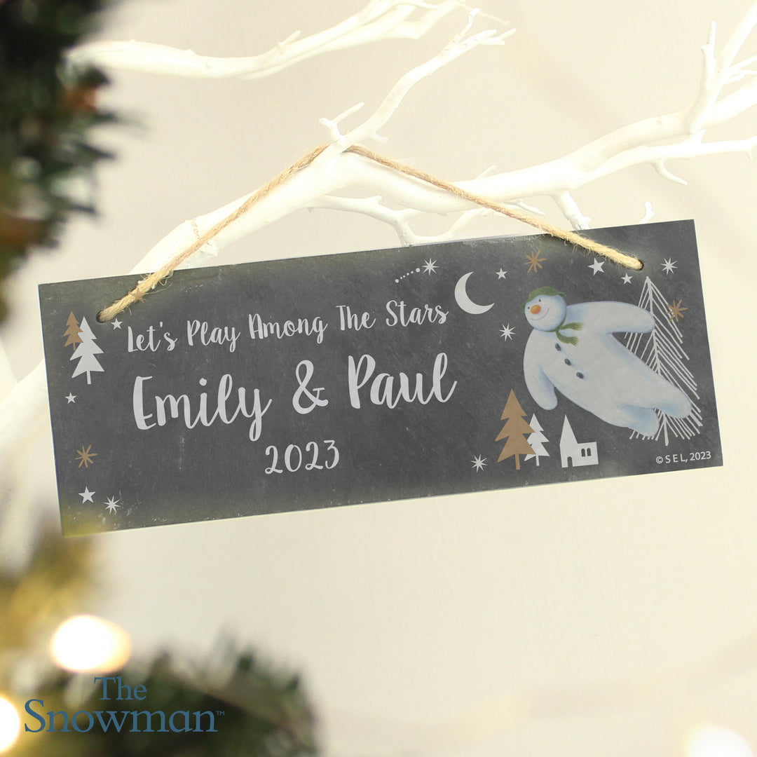Personalised The Snowman Magical Adventure Hanging Slate Plaque – alternative view