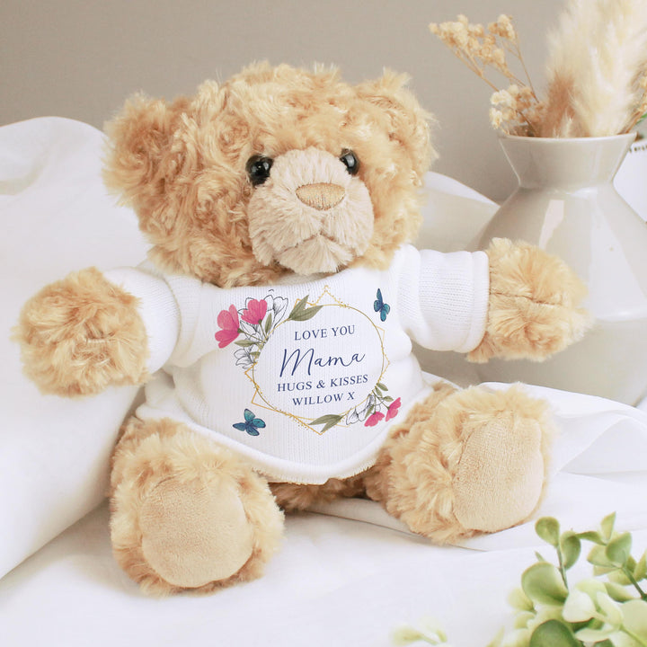 Personalised Geometric Floral Teddy Bear - alternative view