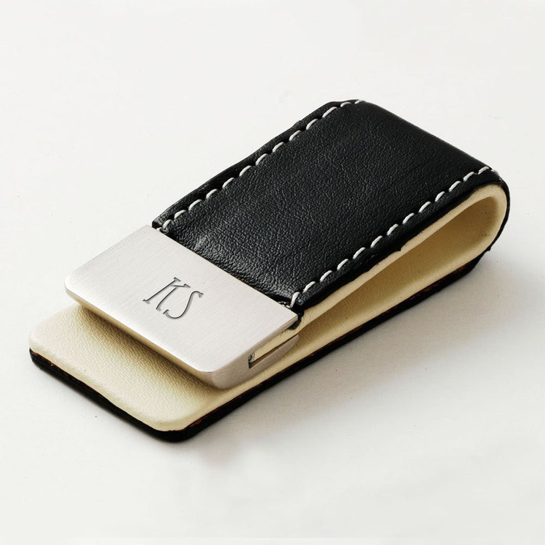 Personalised Black Vegan Leather Money Clip