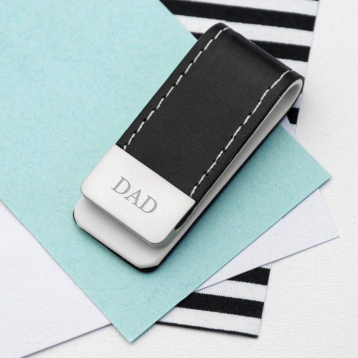 Personalised Black Vegan Leather Money Clip