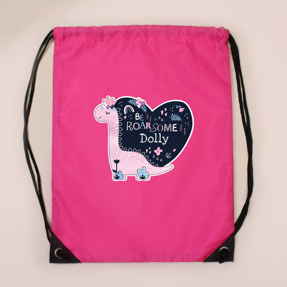 Personalised Dinosaur Pink Kit Bag – alternative view