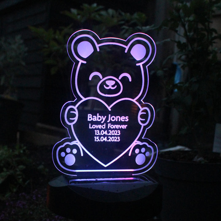 Personalised Bear Memorial Outdoor Solar Light – alternative view