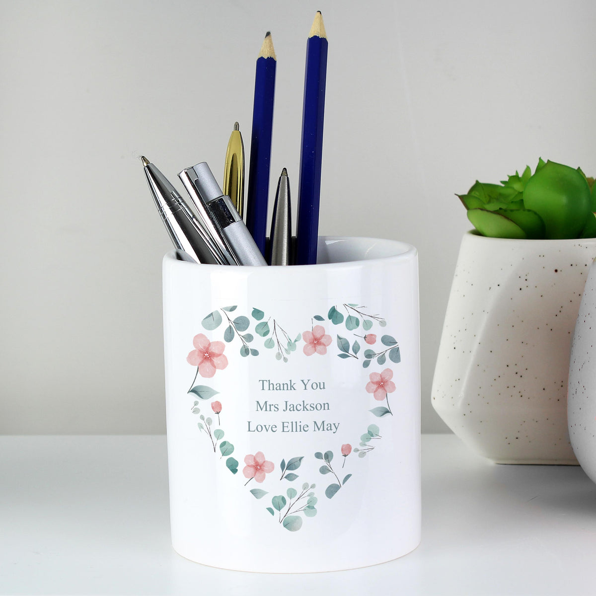 Personalised Floral Heart Ceramic Storage Pot – alternative view
