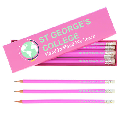 Bespoke Design Pink Pencils & Box