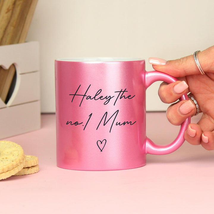 Personalised Pink Glitter Mug – alternative view