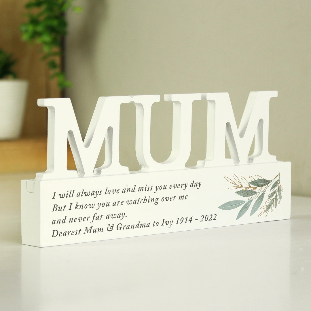 Personalised Botanical Wooden Mum Ornament, The Personal Shop, personalised gifts