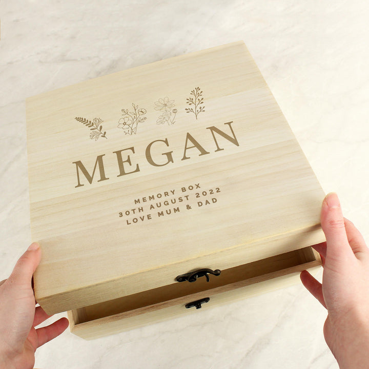 Personalised Floral Wooden Keepsake Box, The Personal Shop, personalised gifts