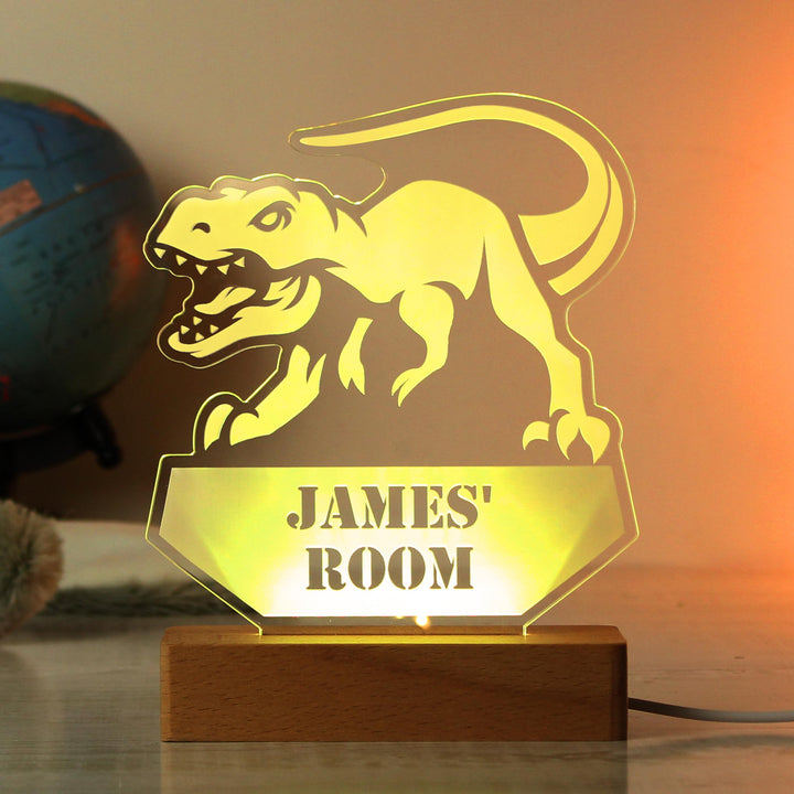 Personalised Dinosaur Wooden Based LED Light - alternative view