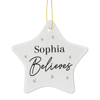 Personalised Believes Ceramic Star Decoration