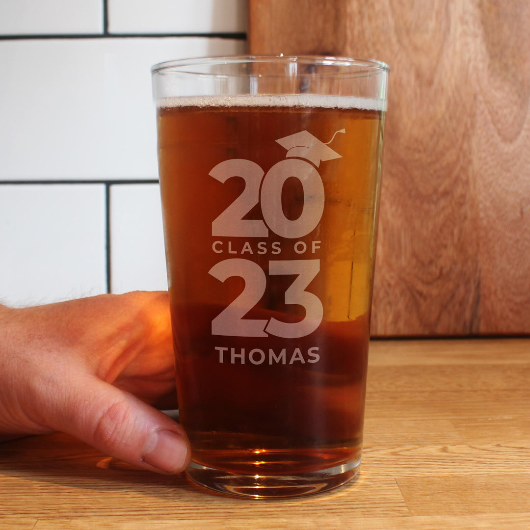 Personalised Class of Graduation Pint Glass – alternative view