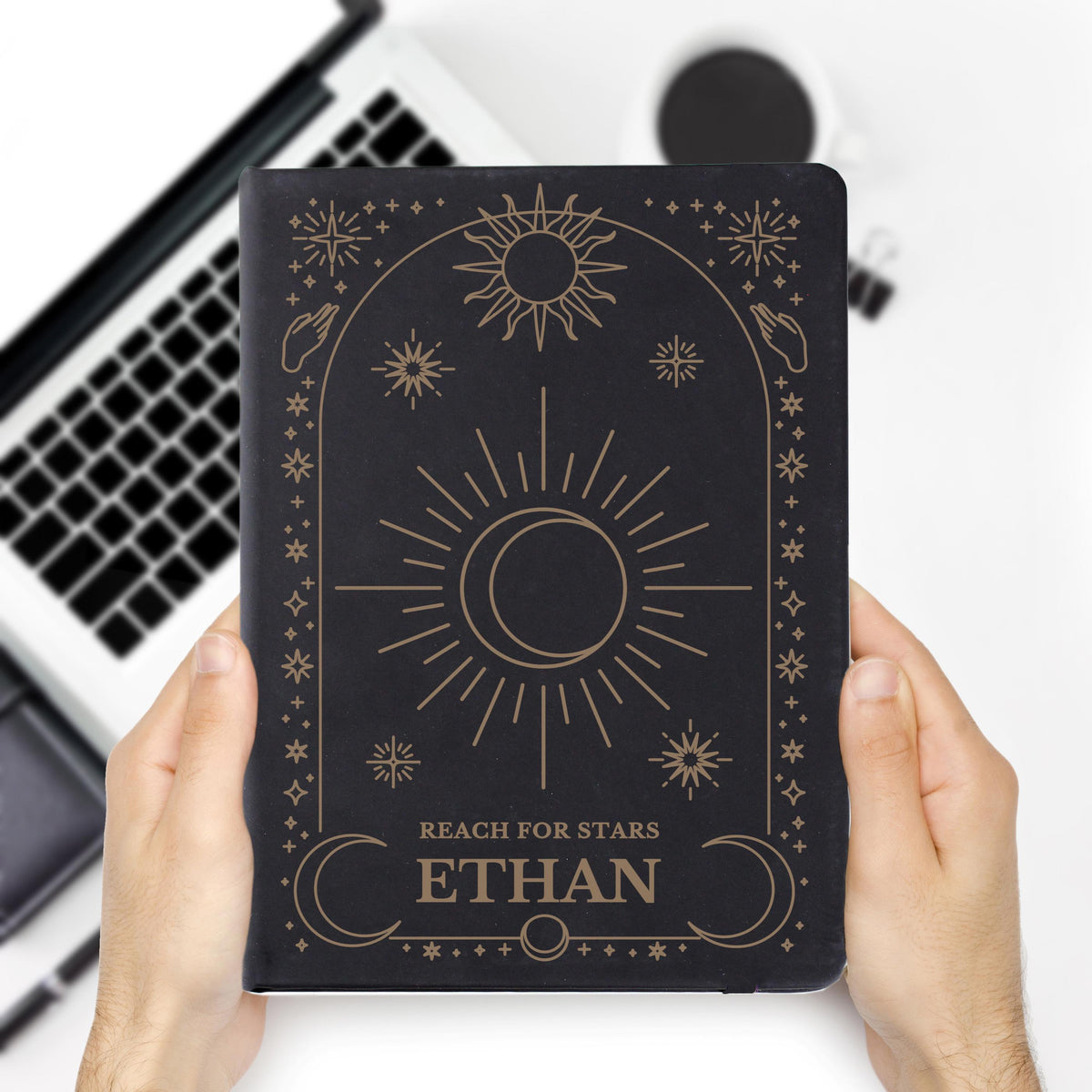 Personalised Celestial Black Hardback Notebook – alternative view