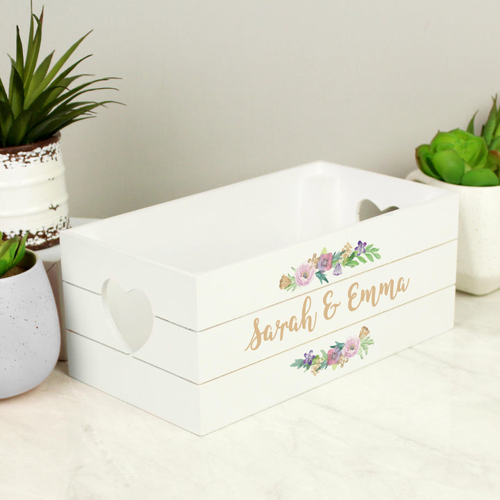 Personalised Floral Couples White Wooden Crate, The Personal Shop, personalised gifts