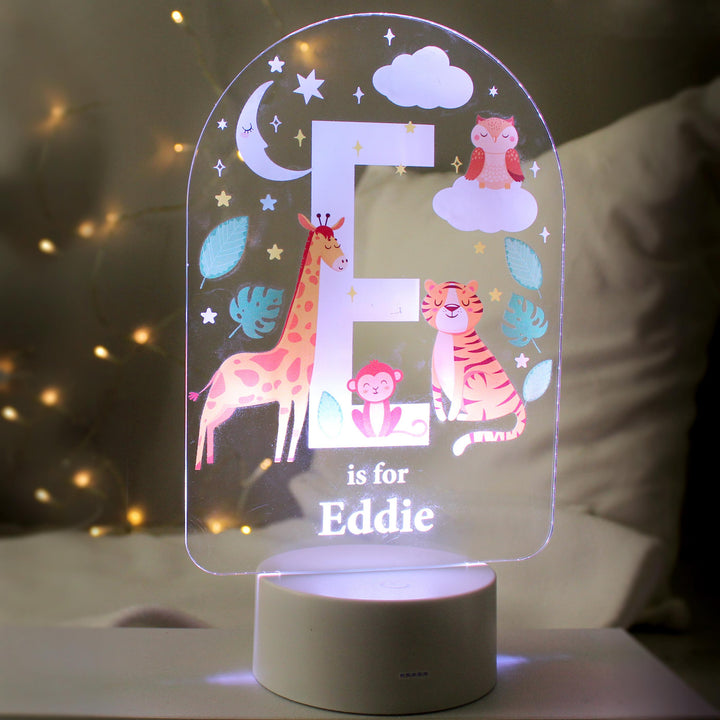 Personalised Animal Alphabet LED Colour Changing Night Light – alternative view