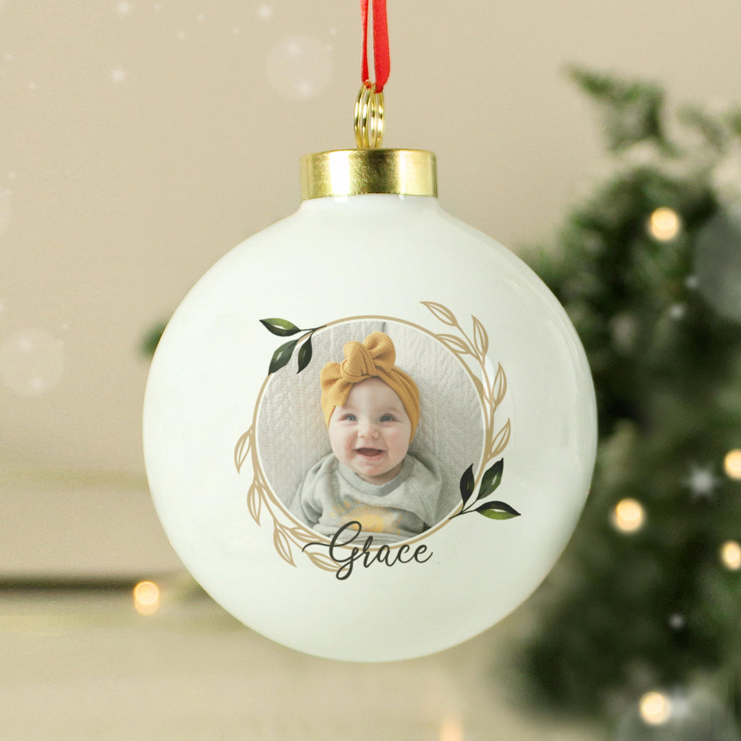 Personalised Photo Upload Memorial Bauble – alternative view