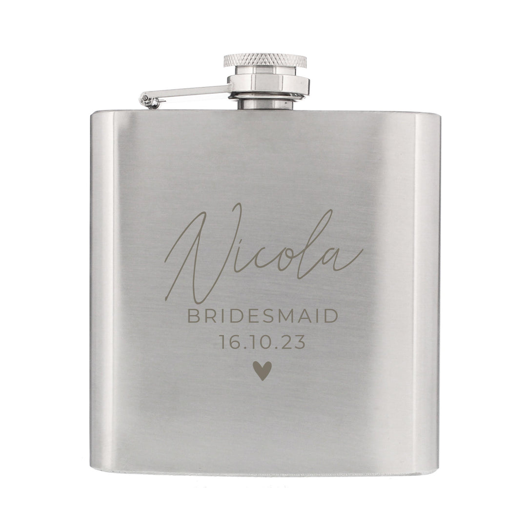 Personalised Free Text Wedding Party Hip Flask – alternative view