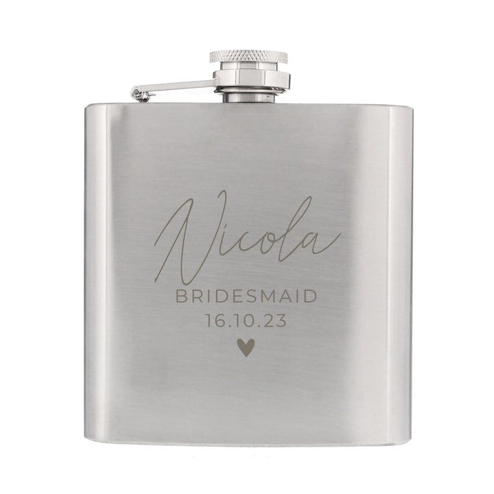 Personalised Free Text Wedding Party Hip Flask – alternative view