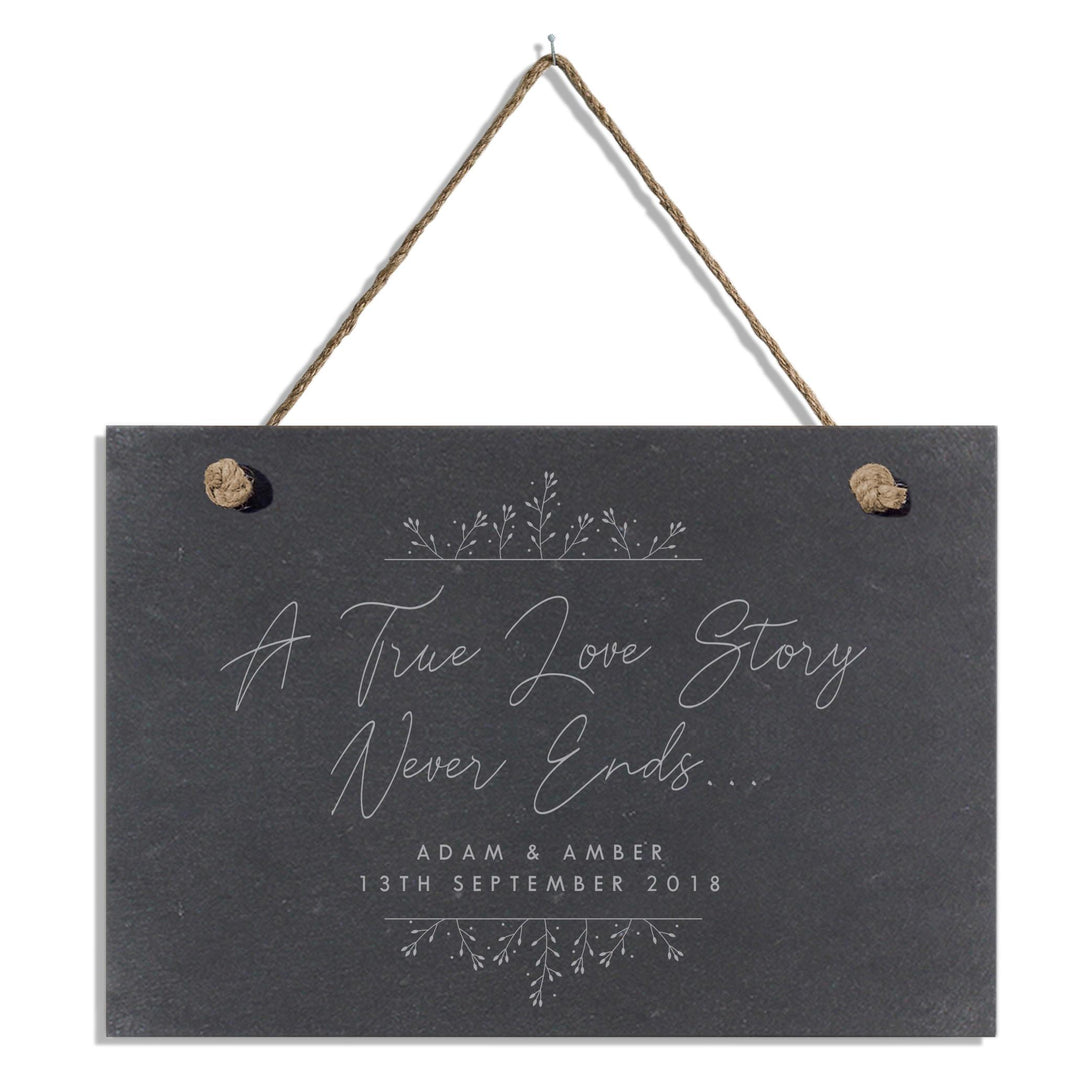Personalised True Love Story Hanging Large Slate Sign – alternative view