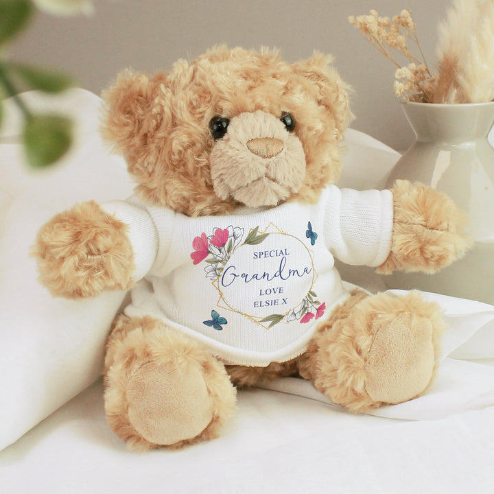 Personalised Geometric Floral Teddy Bear - alternative view