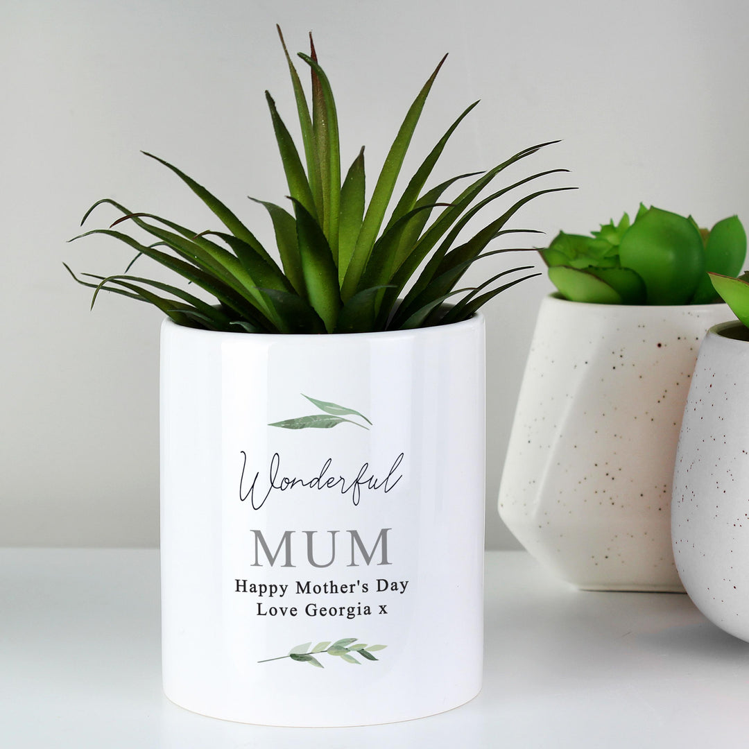 Personalised Free Text Botanical Ceramic Storage Pot – alternative view