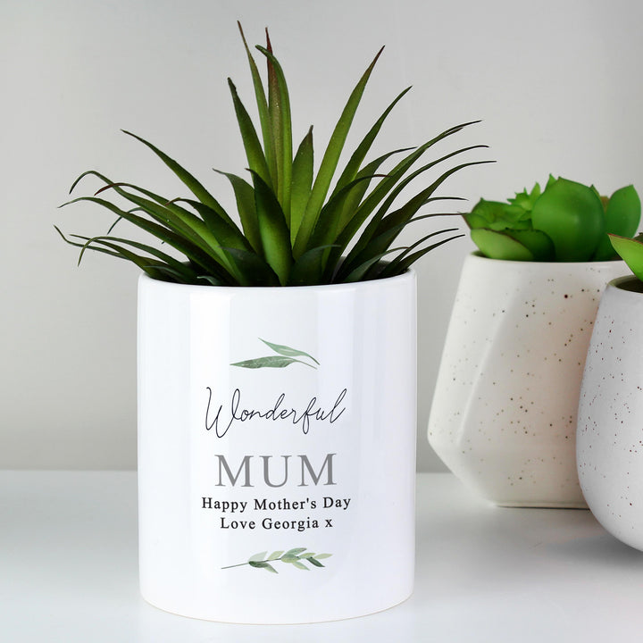 Personalised Free Text Botanical Ceramic Storage Pot – alternative view