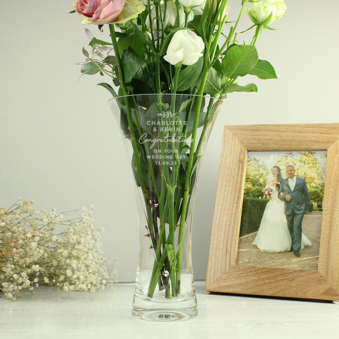 Personalised Free Text Botanical Hand Cut Diamante Heart Vase – alternative view