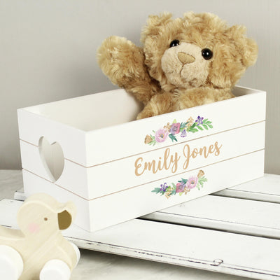 Personalised Floral Couples White Wooden Crate