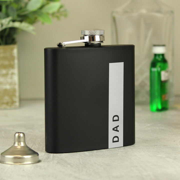Personalised Name Only Black Hip Flask – alternative view